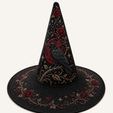 Chapeau de sorcière matelassé fait main – Roses noires et corneille dans le style victorien