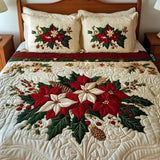 3-delig gestoffeerd beddengoedset – Poinsettia Magie