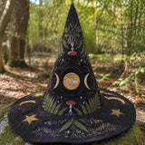 Chapeau de sorcière matelassé fait main – Champignons dans la forêt magique
