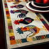 Gequilted tafelloper - Parade van kippen