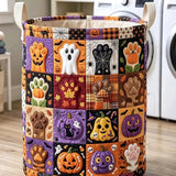 Panier à linge matelassé – Pattes de chat et citrouilles d'Halloween