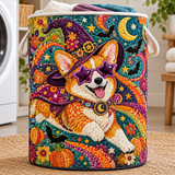 Panier à linge matelassé – Corgi dans un style d'Halloween joyeux