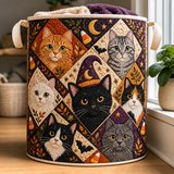 Panier à linge matelassé – Collage de portraits de chats effrayants