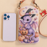 Sac bandoulière matelassé pour téléphone – Dragons magiques couleur lavande