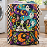 Panier à linge matelassé – Chiot à la fête fantôme néon