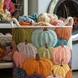 Panier à linge matelassé – Champ de citrouilles aux couleurs pastel