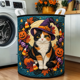 Panier à linge matelassé – Chat de sorcière tricolore pour Halloween