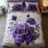 Parure de lit matelassée 3 pièces – Lilas rose