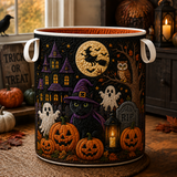Panier à linge matelassé – Hibou, fantôme et chat d'Halloween