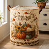 Gestoffe wasmand – Herfst oogst van pompoenen
