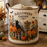 Panier à linge matelassé – Chat dans le jardin d'Halloween