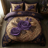 Parure de lit matelassée 3 pièces – Lilas rose