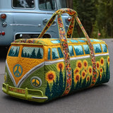 Reiszak met vulling – Hippiebus met zonnebloemen