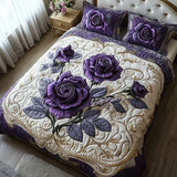 Parure de lit matelassée 3 pièces – Lilas rose