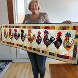 Gequilted tafelloper - Parade van kippen
