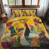 Parure de lit matelassée 3 pièces – Coq à l'aube