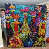 Couvre-lit matelassé – avec poules fantaisie NCU0PT040