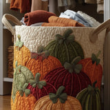 Panier à linge matelassé – Champ de citrouilles d'automne pour Thanksgiving