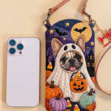Pochette matelassée pour téléphone – Carlin en costume de fantôme pour Halloween
