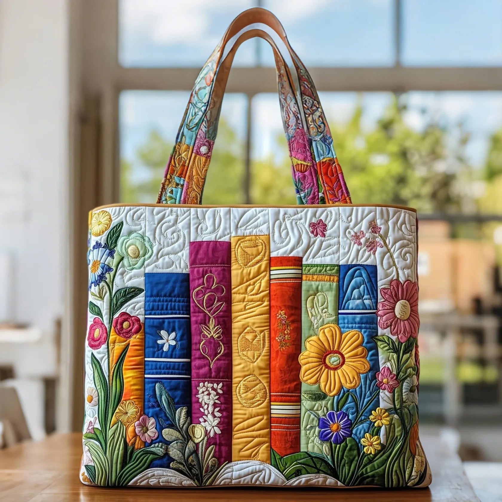 Bloemige Bibliotheek Artisanale Tas