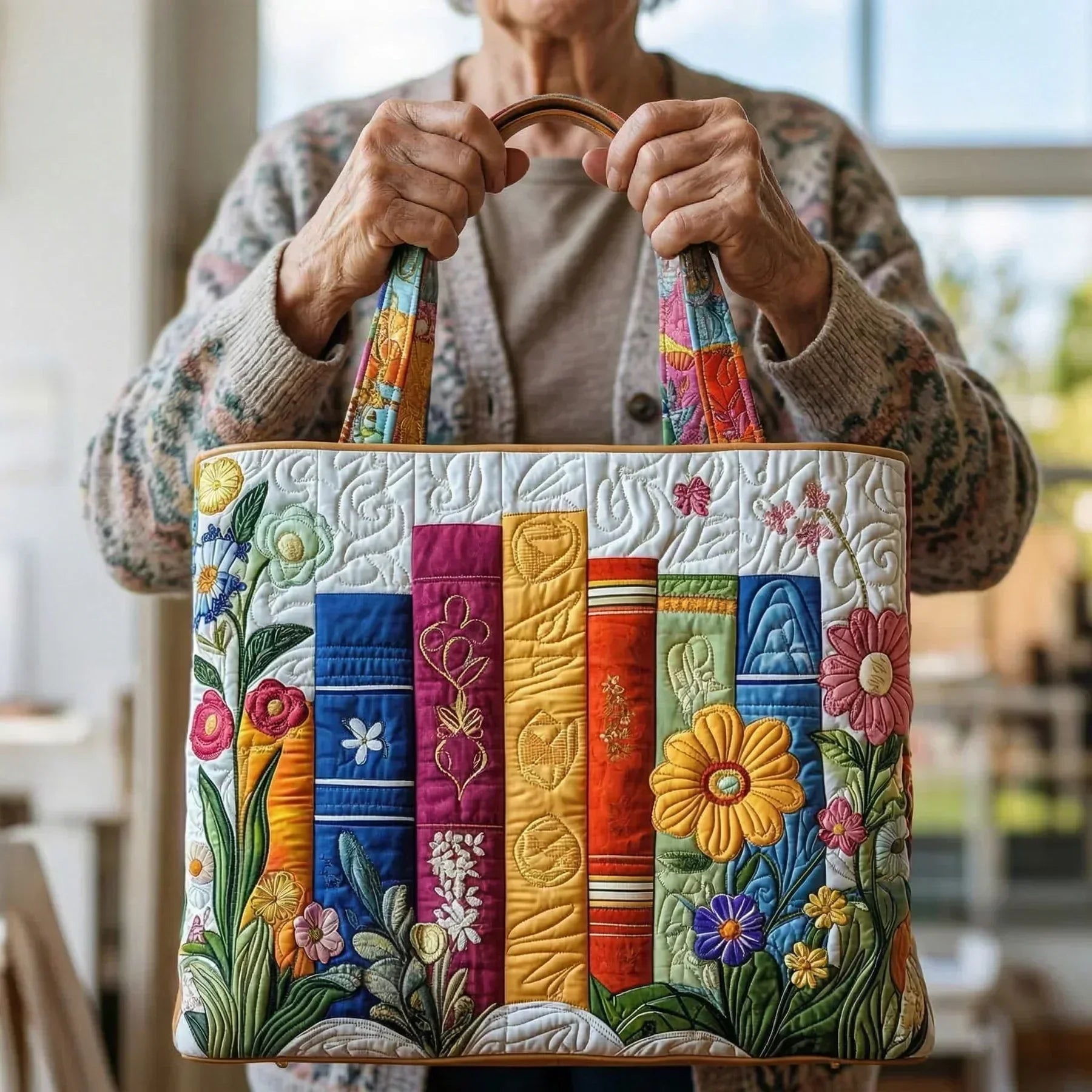 Bloemige Bibliotheek Artisanale Tas