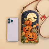 Pochette matelassée pour téléphone – Citrouilles-lanternes au clair de lune