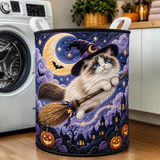 Panier à linge matelassé – Chat de sorcière au clair de lune