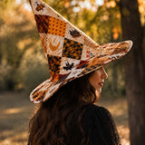 Handgemaakte gewatteerde heksenhoed – Nostalgische Halloween patchwork