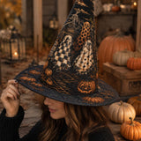 Chapeau de sorcière matelassé fait main – Citrouilles effrayantes pour Halloween