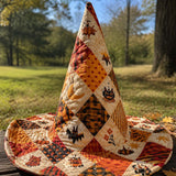 Handgemaakte gewatteerde heksenhoed – Nostalgische Halloween patchwork