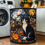 Panier à linge matelassé – Chat noir dans le train fantôme