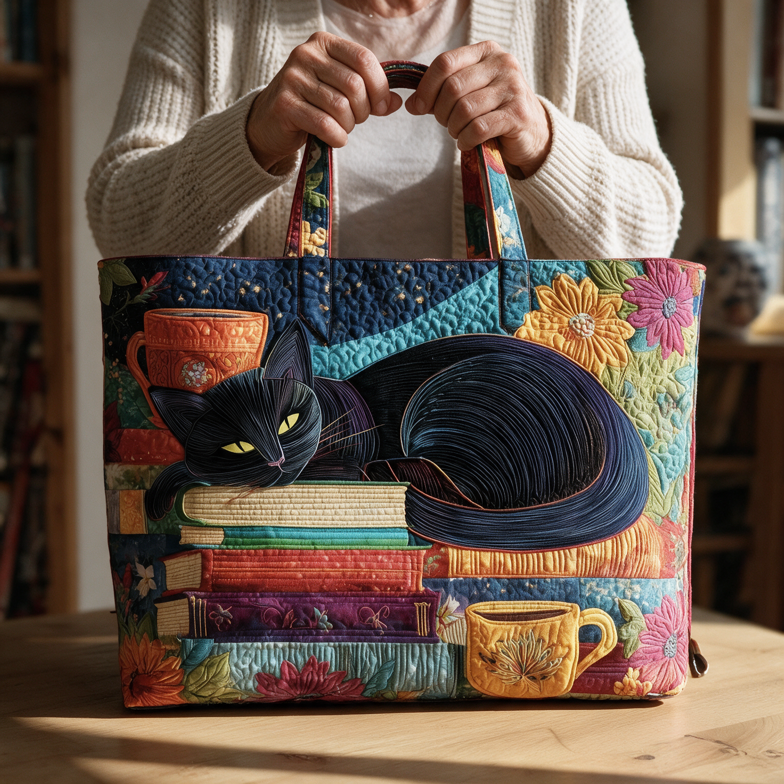 Boekenplankkat Handgemaakte Tas