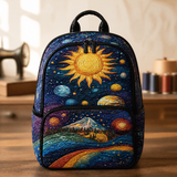 Sac à dos matelassé avec soleil et montagnes