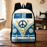 Retro canvas rugzak met zwarte schouderbanden
