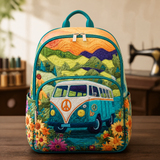 Sac à dos matelassé avec tournesols et montagnes